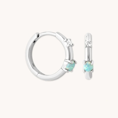 Mystic 18K ทองคํา Plated Opal Hoops 925 สตอร์ลิ่งเงิน ใหม่สุด Huggies ผ้าใบ