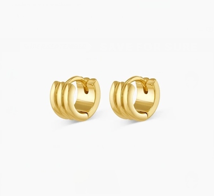 แฟชั่น หญิง สแตนเลส Huggie หูข้อมือ โปแลนด์ 18K ทอง