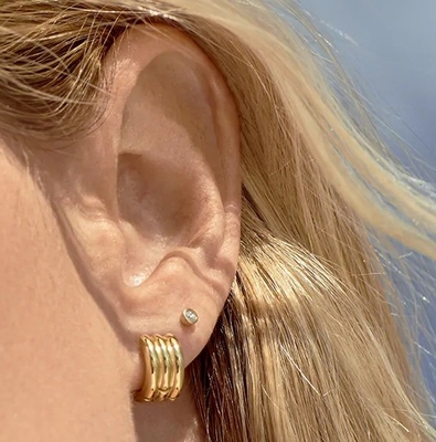แฟชั่น หญิง สแตนเลส Huggie หูข้อมือ โปแลนด์ 18K ทอง