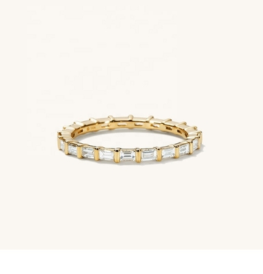 สีขาว CZ แหวน 925 สเตอร์ลิงเงิน Baguette เอมินิตี้วงแหวน
