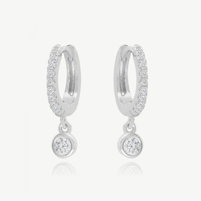 18K ทองคํา ชุบ S925 เงิน Huggies เล็ก ๆ น้อย ๆ Single Bezel หิน ห่วงs หูข้อมือสําหรับผู้หญิง