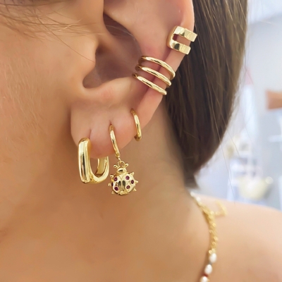 EARRINGS 18K ทองคําแท้ ห่วง Huggie สตอร์ลิ่งเงิน 925 พระเครื่องสําหรับผู้หญิง เด็กหญิง