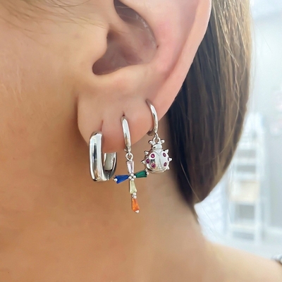 EARRINGS 18K ทองคําแท้ ห่วง Huggie สตอร์ลิ่งเงิน 925 พระเครื่องสําหรับผู้หญิง เด็กหญิง