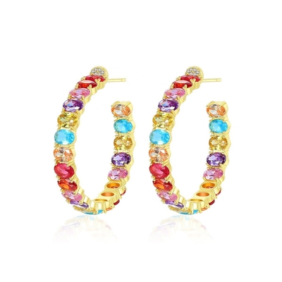 สีสันบราซิล 18K ทอง ห่วง หูหู ทรงวงรี ทองแดง หูหู