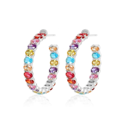 สีสันบราซิล 18K ทอง ห่วง หูหู ทรงวงรี ทองแดง หูหู