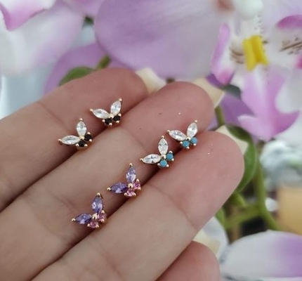 18K ทองคํา ตัดมาร์กวิส เทอร์คิวาส CZ 925 สตอร์ลิงเงิน หูหูกระพริกกระพริกกระพริกสําหรับผู้หญิง