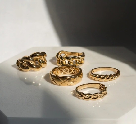 สวยงามบารอค 14K ทองเทียน Twist 925 สเตอร์ลิงเงินแหวนผู้หญิง