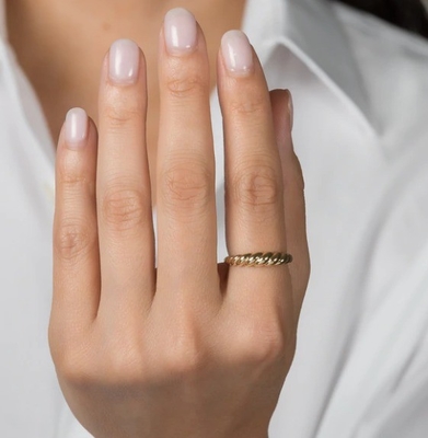 สวยงามบารอค 14K ทองเทียน Twist 925 สเตอร์ลิงเงินแหวนผู้หญิง