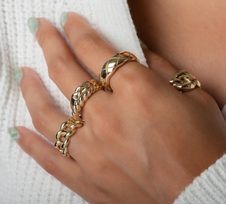 สวยงามบารอค 14K ทองเทียน Twist 925 สเตอร์ลิงเงินแหวนผู้หญิง