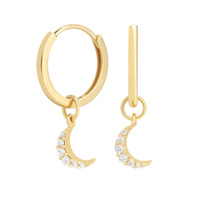 Dangle Moon ห่วง Earrings 925 เงินสําหรับผู้หญิง บราซิล ทองคํา ชุบ 18K เครื่องประดับตามสั่ง