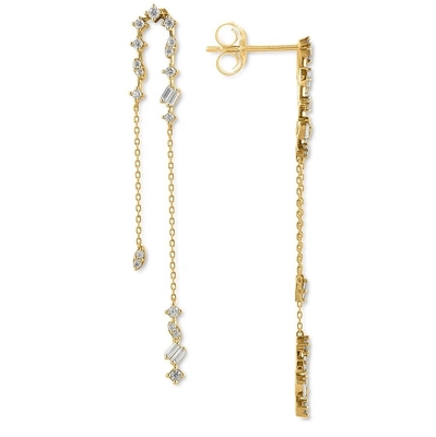 2024 บราซิล โกลด์ การชุบ Drop Chain Earrings ผู้หญิง 925 สเตอร์ลิง เงิน Earrings