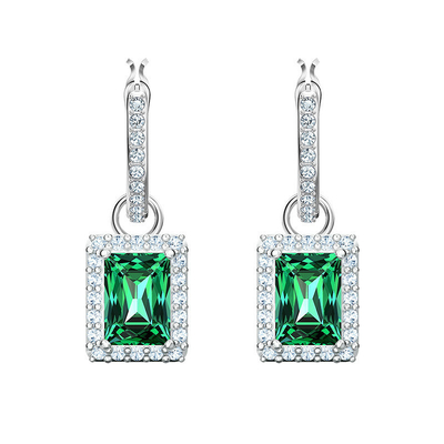 สีเขียว CZ ไดมอนด์ 925 สเตอร์ลิ่ง เงินคลาสสิค