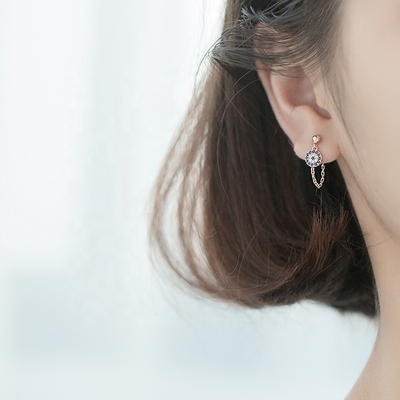925 สเตอร์ลิง เงิน CZ ไดมอนด์ ทองคํา ชุบ Eye Stud Earrings สําหรับผู้หญิง เงิน / ทองแดง