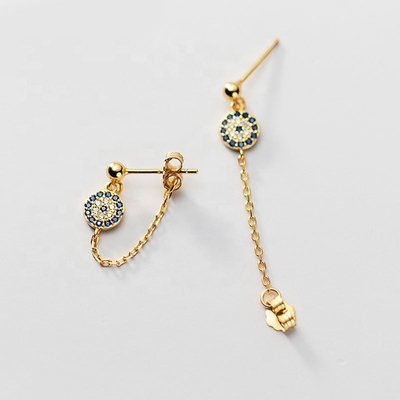 925 สเตอร์ลิง เงิน CZ ไดมอนด์ ทองคํา ชุบ Eye Stud Earrings สําหรับผู้หญิง เงิน / ทองแดง