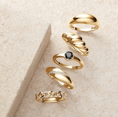 Micron Pave CZ 18K โกลด์ ชุบ Stacking Chain Link 925 สเตอร์ลิง เงินแหวนผู้หญิง