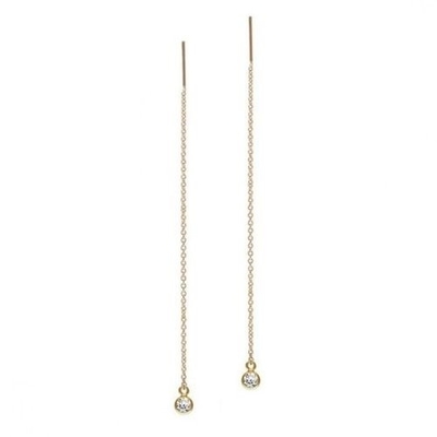 925 เงินสเตอร์ลิง เพียงแค่ 18K ทองคํา Plated หญิง Bezel ลงโซ่ Threader หูหู