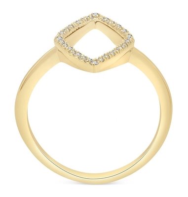 การหมั้น สีขาว CZ คําแถลง Rhombus แหวนทอง 925 สเตอร์ลิงเงินเครื่องประดับสําหรับผู้หญิง