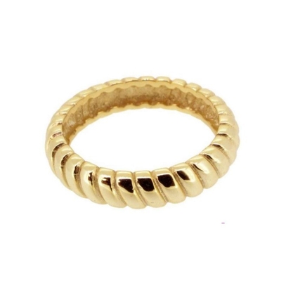 ความกว้าง 6 มม แหวนหมั้นทอง 18K ทองรอดิอุม สี Twist แหวนทอง