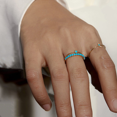 เครื่องประดับตามสั่ง ครึ่งเทอร์คิวาส ทองคําเคลือบ ทนทาน อ่อนโยน 925 แหวนเงิน แฟชั่น