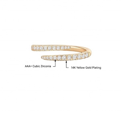 14K ทองคํา ชุบ Cubic เซอร์คอนia เปิด Twist เอมินิตี้วงแหวน ECO Friendly