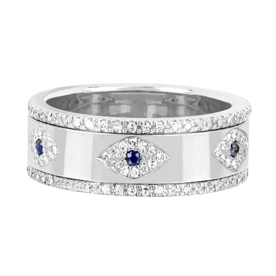 สีฟ้า ซาฟิเรีย สีขาว CZ ตาผู้หญิง วงดนตรีนิรันดร์ ทองแดง Eternity Ring สําหรับผู้หญิง