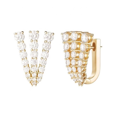 18K ทอง 925 สเตอร์ลิง เงิน Pave CZ หูข้อมือ Huggie ผู้หญิง