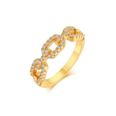 925 สตอร์ลิงเงิน Curb Link Chain แหวน 18K หญิง Cubic เซอร์คอนia แหวน