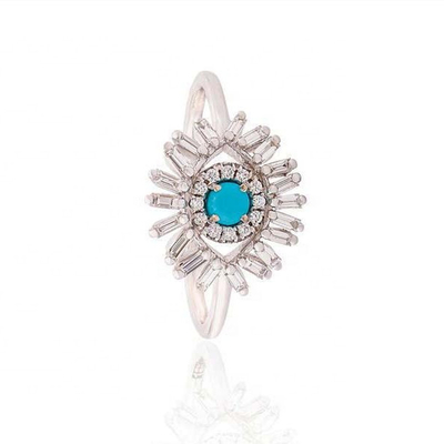 925 สเตอร์ลิง เงินเทอร์คิวาส Evil Eye Eternity Band แหวนสําหรับเครื่องประดับมือ