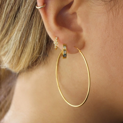 หูหูสไตล์ 14K ทอง Vermeil ดาวชุดเพชรกอดห้อยสําหรับสไตล์ที่ไม่ยุ่งยาก