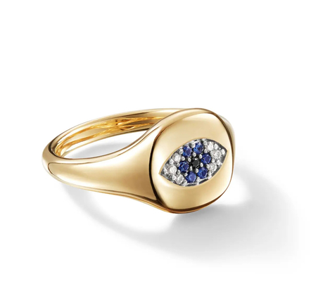 สินค้าสะสมสายเคเบิลบราซิล Evil Eye มินิพิงกี้วงแหวน 18K ทอง สีขาว CZ 925 เงิน