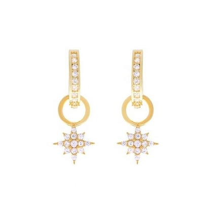 925 สตอร์ลิง เงิน มินิ Starburst Pave CZ Huggie หูหูพร้อมส่งไวและปลอดภัย