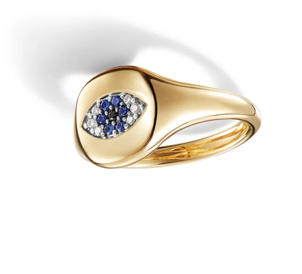 สินค้าสะสมสายเคเบิลบราซิล Evil Eye มินิพิงกี้วงแหวน 18K ทอง สีขาว CZ 925 เงิน