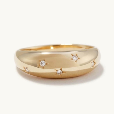 วงดนตรีนิรันดร์ Rings บราซิล 18K ทองคํา เครื่องประดับ ดาว 925 สตอร์ลิ่ง เงิน Dome แหวนผู้หญิง