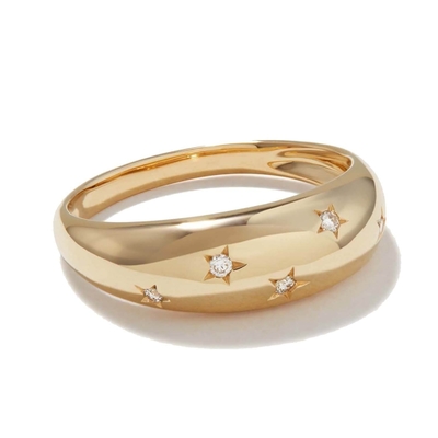 วงดนตรีนิรันดร์ Rings บราซิล 18K ทองคํา เครื่องประดับ ดาว 925 สตอร์ลิ่ง เงิน Dome แหวนผู้หญิง