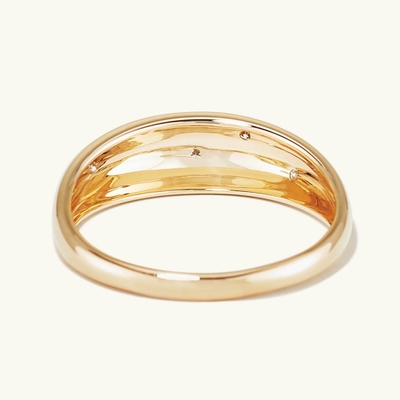 วงดนตรีนิรันดร์ Rings บราซิล 18K ทองคํา เครื่องประดับ ดาว 925 สตอร์ลิ่ง เงิน Dome แหวนผู้หญิง