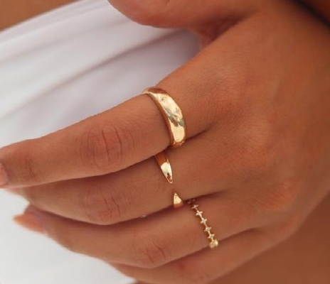 วงดนตรีนิรันดร์ Rings บราซิล 18K ทองคํา เครื่องประดับ ดาว 925 สตอร์ลิ่ง เงิน Dome แหวนผู้หญิง