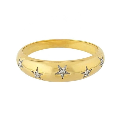 วงแหวนเดนตี้โดม 14k 18k ทอง Chunky Star Set แหวนวงแหวนเพชรสําหรับชุดสไตล์