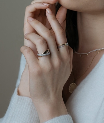 แฟชั่น ยูนิเซ็กซ์ แหวนกลมกลอง แบนด์ไดมอนด์กว้าง ทองคํา Plated สเตอร์ลิ่งเงินแหวน