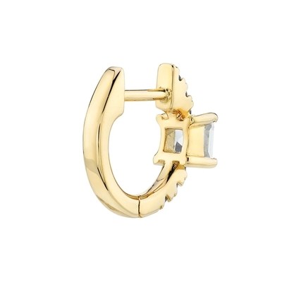 925 สตอร์ลิง เงิน มินิ ทอง Plated Baguette Hoop Huggie หูหูสําหรับผู้หญิงเครื่องประดับ