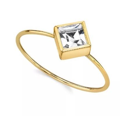 14K ทองทองท่วม Cubic เซอร์คอนia คริสตัลแหวน OEM รอยน์สโตนแหวน