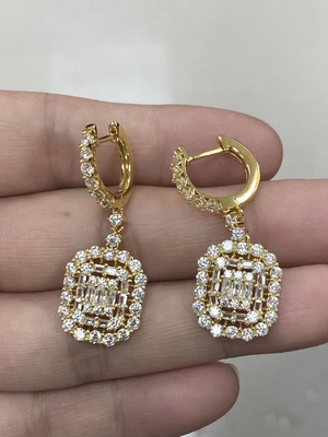 หูหูสีขาว CZ 925 สตอร์ลิงสิลเวอร์ สไตล์คลาสสิค สําหรับการหมั้นและงานแต่ง