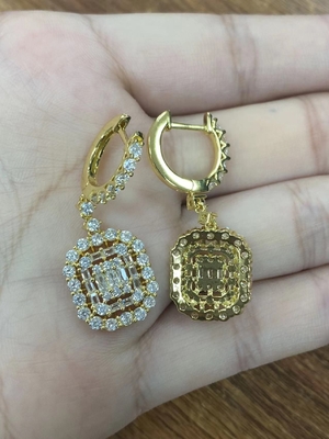 หูหูสีขาว CZ 925 สตอร์ลิงสิลเวอร์ สไตล์คลาสสิค สําหรับการหมั้นและงานแต่ง