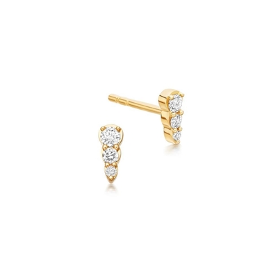 มินิ เทรนดี้ สามหิน CZ Stud 925 สเตอร์ลิงเงินหู
