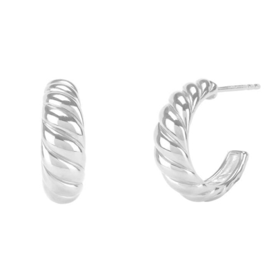 หูข้อมือ Croissant Dome Hoop 18K ทองคํา Plated Silver Croissant Dome Hoops