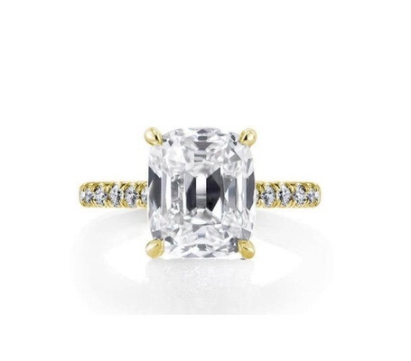 สีขาว CZ 925 สเตอร์ลิงเงินแหวนหมั้น 18K ทอง plated Baguette ตัด