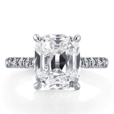 สีขาว CZ 925 สเตอร์ลิงเงินแหวนหมั้น 18K ทอง plated Baguette ตัด