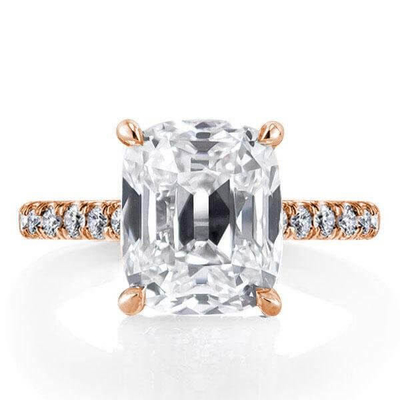 สีขาว CZ 925 สเตอร์ลิงเงินแหวนหมั้น 18K ทอง plated Baguette ตัด