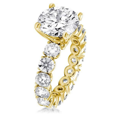 แหวนหมั้นทองคํา 18K สีขาว Zircon Eternity Band 925 สตอร์ลิงเงิน