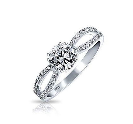 925 สเตอร์ลิง เงินแหวนไมครอน Pave สีขาวทองคํา plated สําหรับผู้หญิง