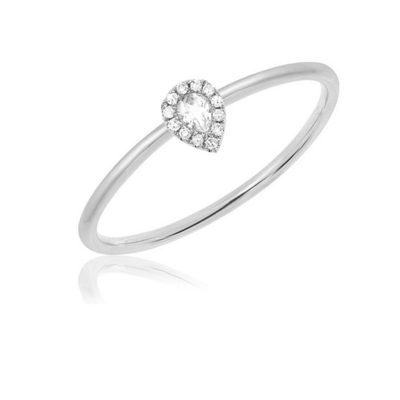 18K โรเดียมทองคํา Plated Teardrop Stack แหวนหมั้น